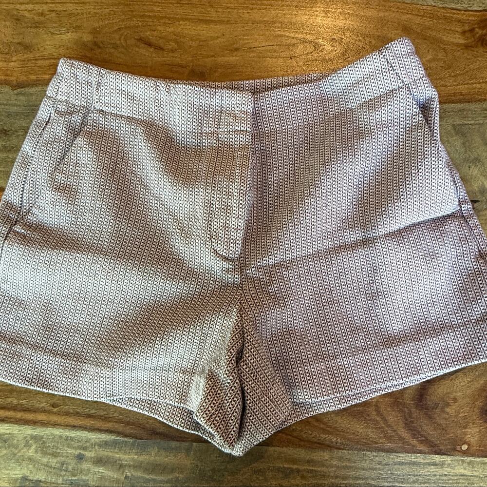 LOFT Size 2 Pink blue Micro Check Chino Cotton Blend Shorts 13" L Preppy y2K